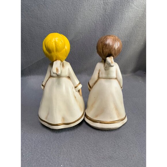 Vintage 1970s Pair of Paper Mache Kissing Angel Figurines - Picture 3 of 10